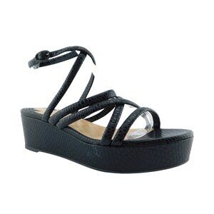 CHRISTIAN LOUBOUTIN Black Snake Leather Strappy Platform Wedge Ankle Sandals 39